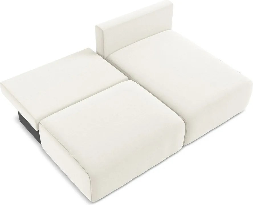 Кремав кадифен сгъваем/с място за съхранение ъглов диван (десен ъгъл) Kalena – Makamii