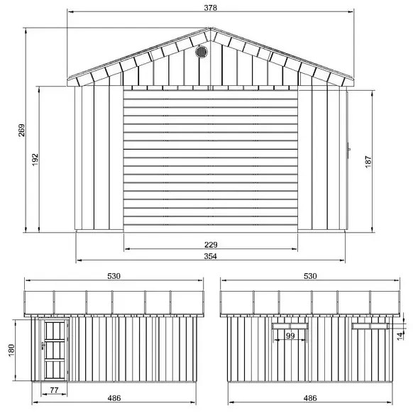 LP® SmartSide® панелен гараж – 354 x 486 см – 17 м2