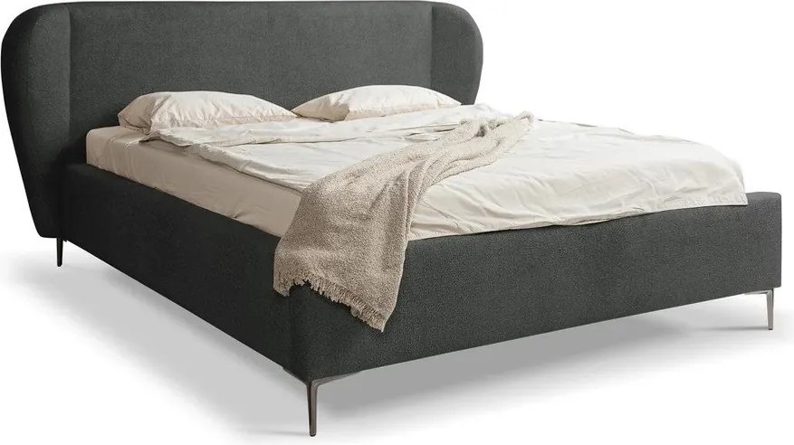 Тъмносиво двойно тапицирано легло с включена подматрачна рамка 180x200 cm Makana – Makamii