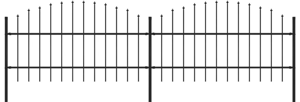 Sonata Градинска ограда с пики, стомана, (0,75-1)x3,4 м, черна