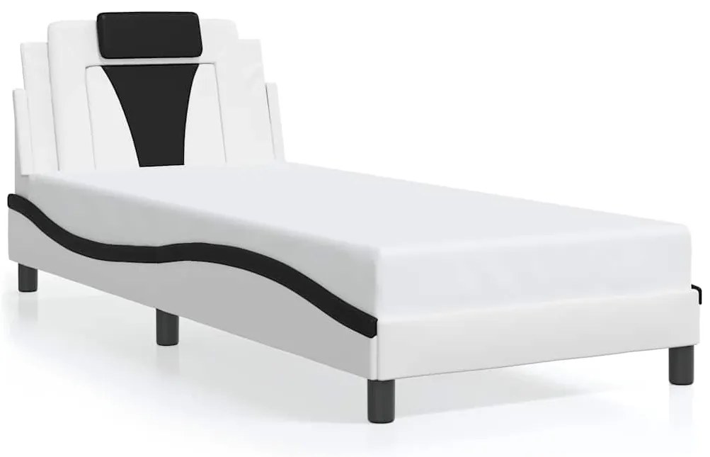 3208060 vidaXL Рамка за легло Viana без матрак, бяла, черна, 80x200 см, изкуствена кожа