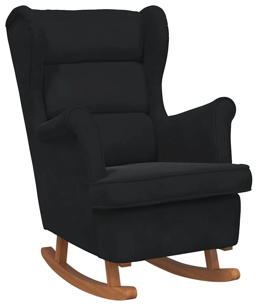 329369 vidaXL Люлеещ се стол с облегалка, черен кадифе и масивно дърво