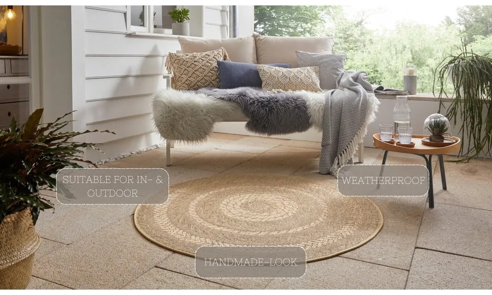 Бежов килим за открито , Ø 160 cm Almendro - NORTHRUGS