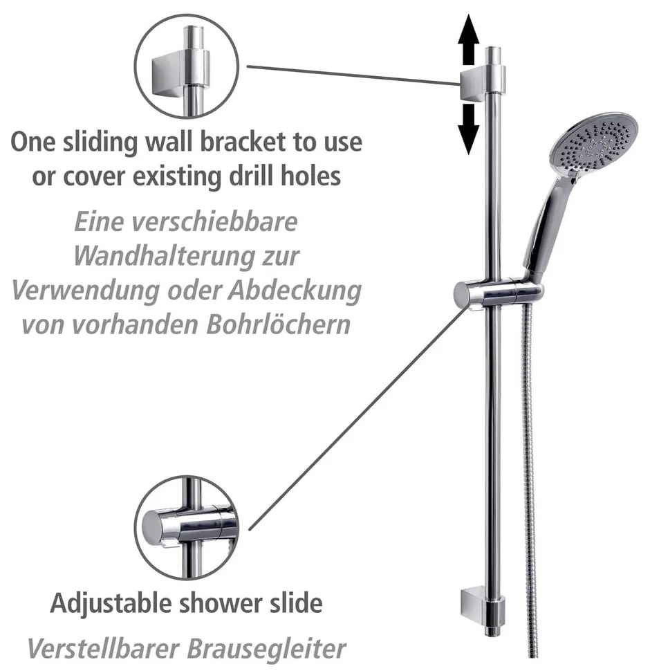 Душ комплект от неръждаема стомана в блестящо сребро 66 cm Young - Wenko