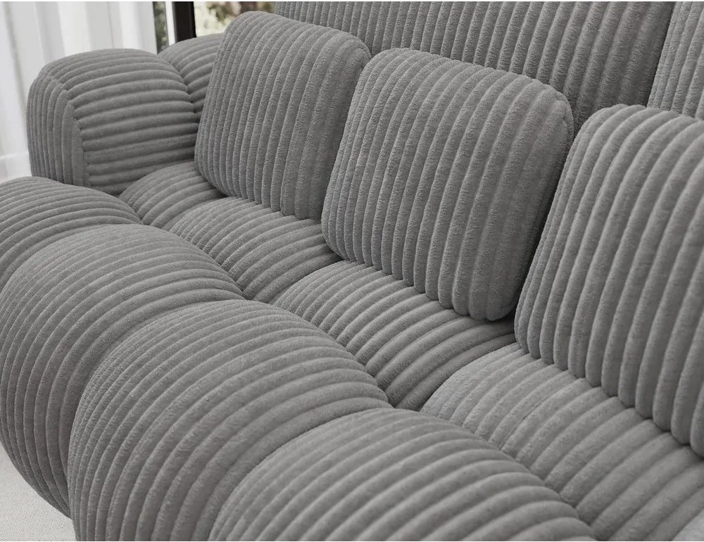 Сив разтегателен диван от рипсено кадифе 256 cm Cotonn – ELTAP