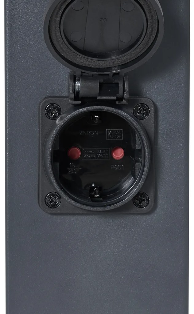 Външна лампа тъмно сива с димно стъкло 80 см IP44 с контакт и сензор за движение - Malios