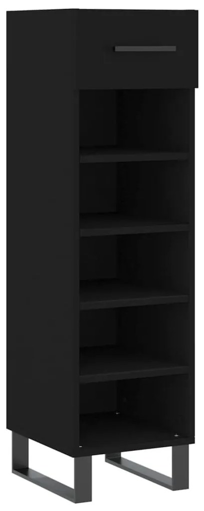 829701 vidaXL Шкаф за обувки, черен, 30x35x105 см, инженерно дърво