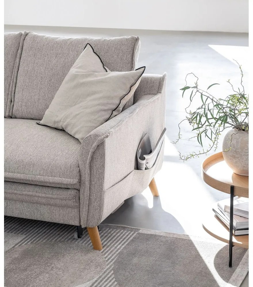 Сиво-бежов разтегателен/с място за съхранение ъглов диван (ляв ъгъл) Charming Charlie – Miuform