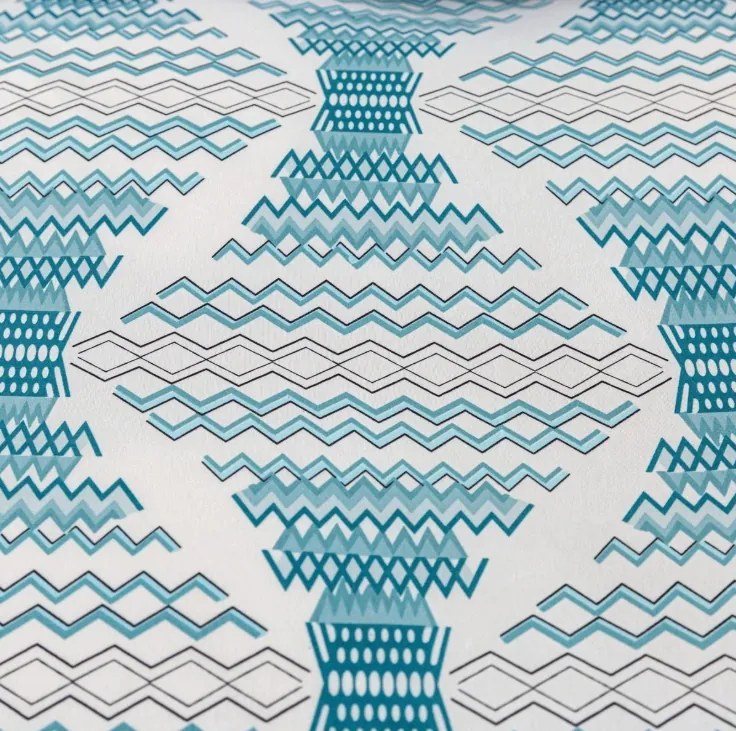 Бяло спално бельо от синтетичен памук с бохо шарка в тюркоазено-сини тонове Ширина: 160 см | Дължина: 200 см