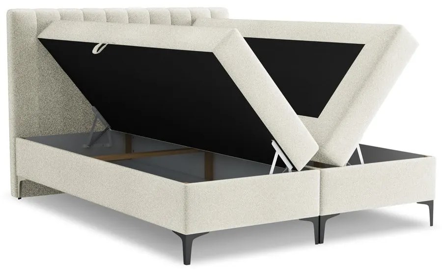 Бежово боксспринг легло 140x200 cm с място за съхранение Puhala – Makamii