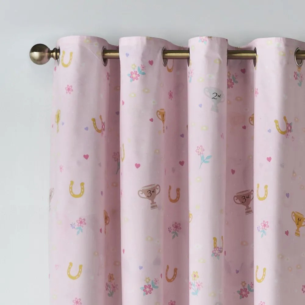Кремава детска завеса 2 бр. 168x183 cm Happy Horses – Catherine Lansfield