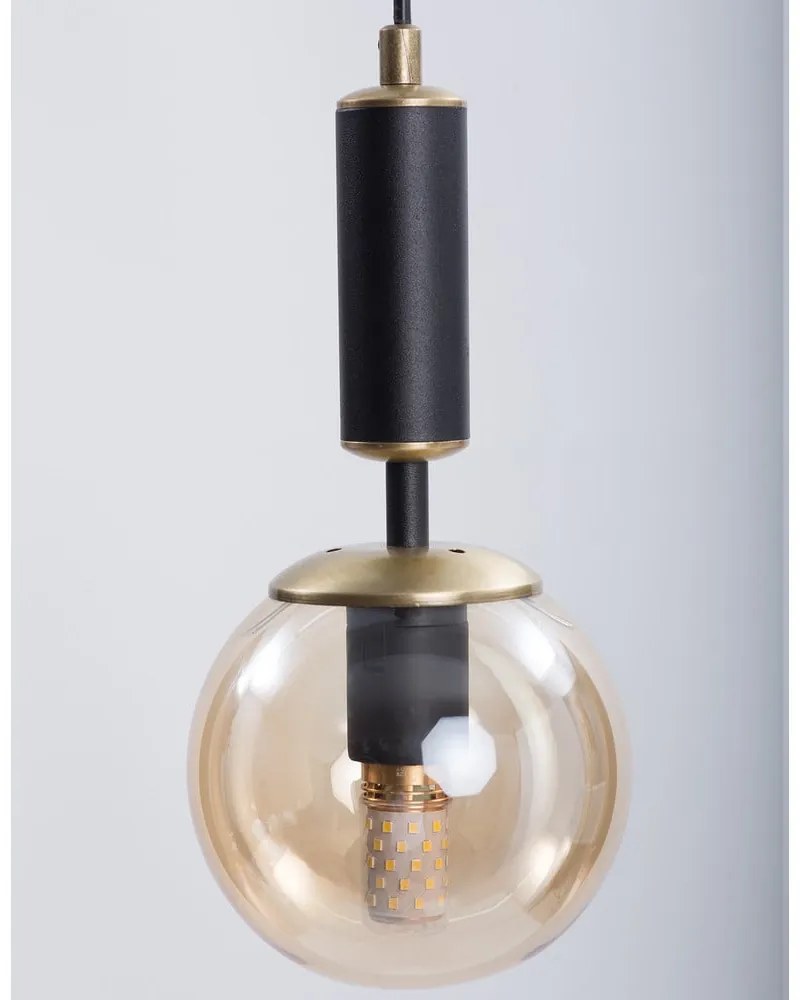 Жълто-черна висяща лампа със стъклен абажур ø 15 cm Hector - Squid Lighting