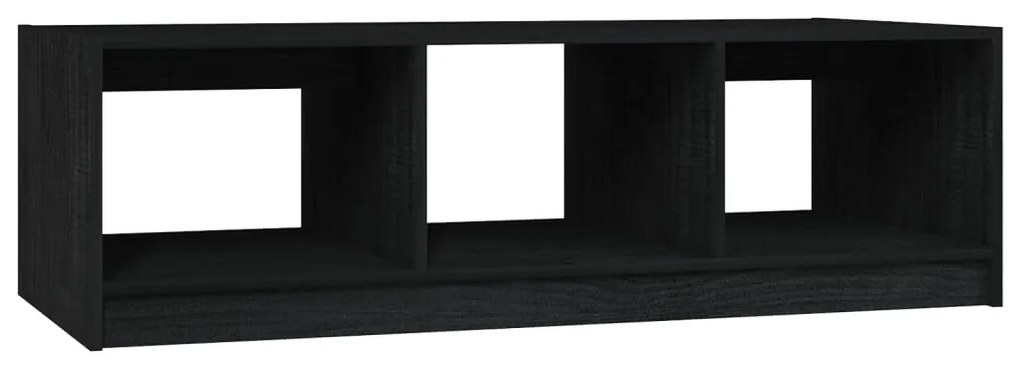 809916 vidaXL Маса за кафе, черна, 110x50x34 см, борово дърво масив