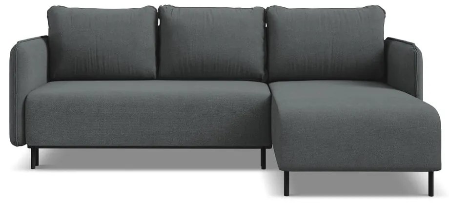 Тъмносив разтегателен ъглов диван с място за съхранение (десен ъгъл) Luana – Makamii