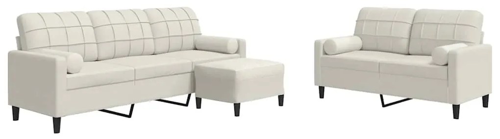 3278429 vidaXL Мека мебел от 3 части с възглавници и болстери кремав кадифе