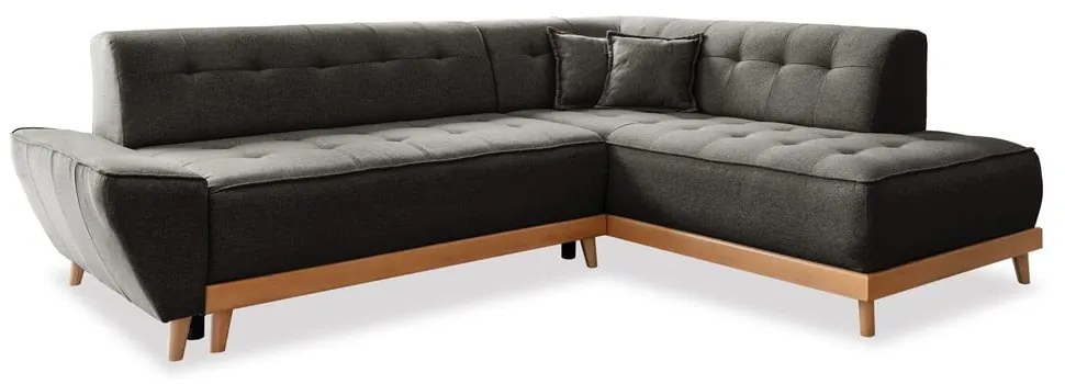 Тъмно сив ъглов разтегателен диван десен ъгъл Dazzling Daisy - Miuform