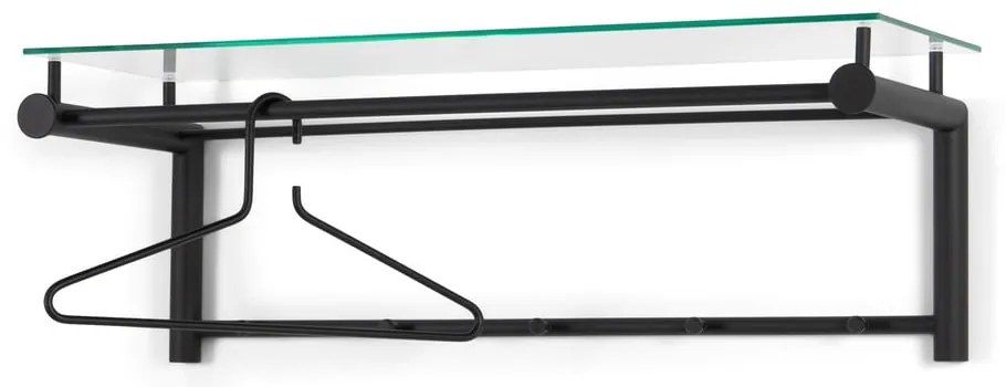Черна метална стенна закачалка с рафт Suza - Spinder Design