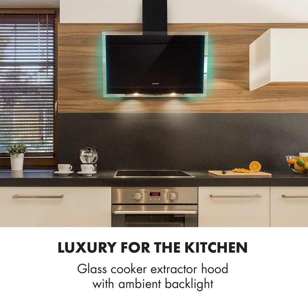 Klarstein Mirage 90, абсорбатор, 550 m³/ч, сензорен панел, черен