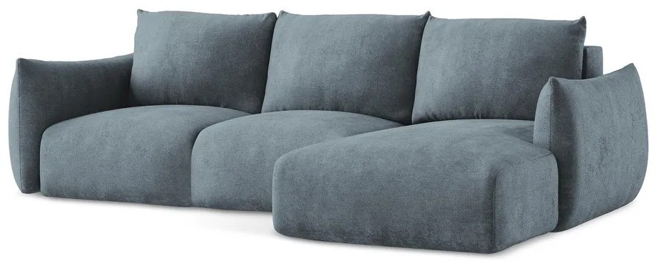 Син шенилов сгъваем ъглов диван (десен ъгъл) Leila – Makamii