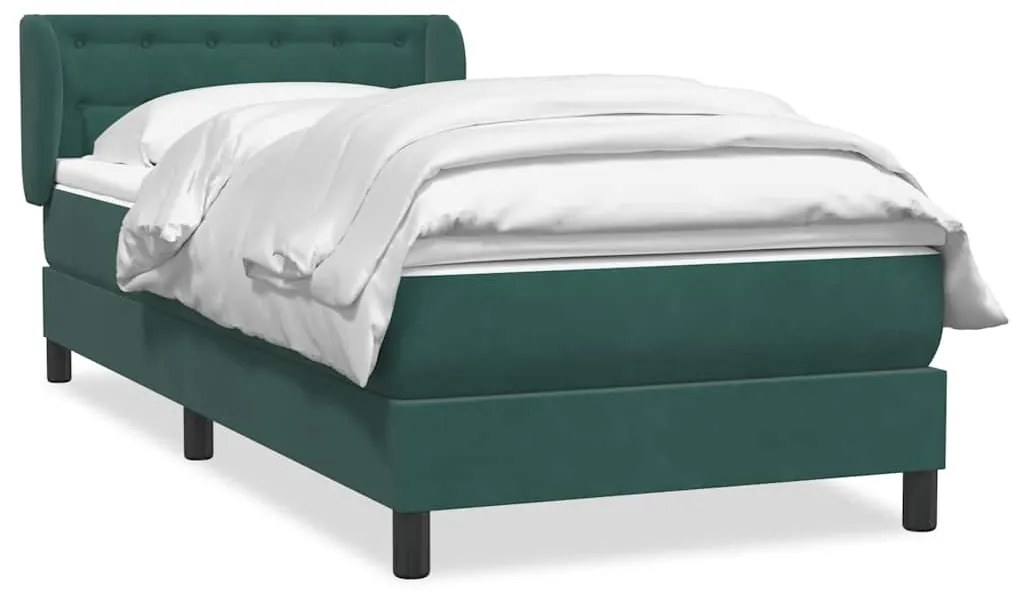 3317892 vidaXL Box Spring легло с матрак Тъмнозелено 90x220 cm Кадифе