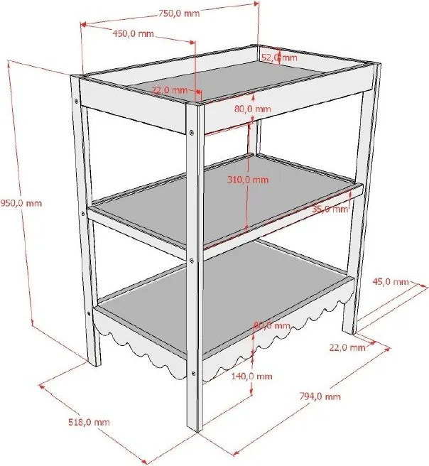 Бежова маса за повиване с маса за преповиване Swingo – Vipack