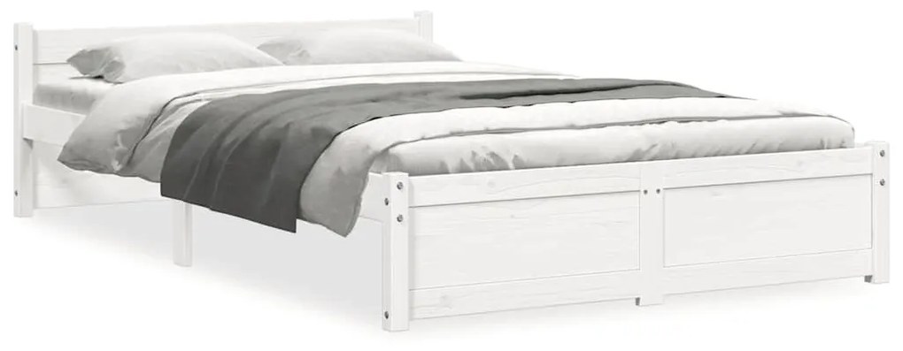 815040 vidaXL Рамка за легло, бяла, масивно дърво, 120х200 см