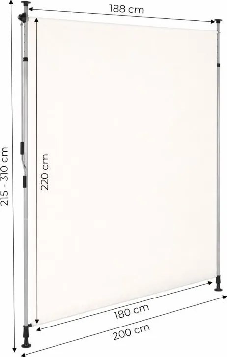 Свободностояща тента за балкон, параван за тераса с дръжка - бежова