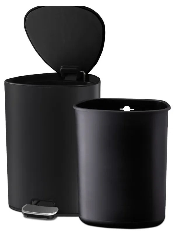 Матово черно стоманено кошче за боклук с педал 5 l EasyStore Luxe – Joseph Joseph