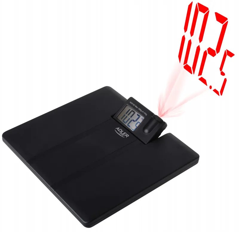 Кантар Adler AD 8182, До 180 кг, Проектор, LCD дисплей, 4 x ААA, Черен