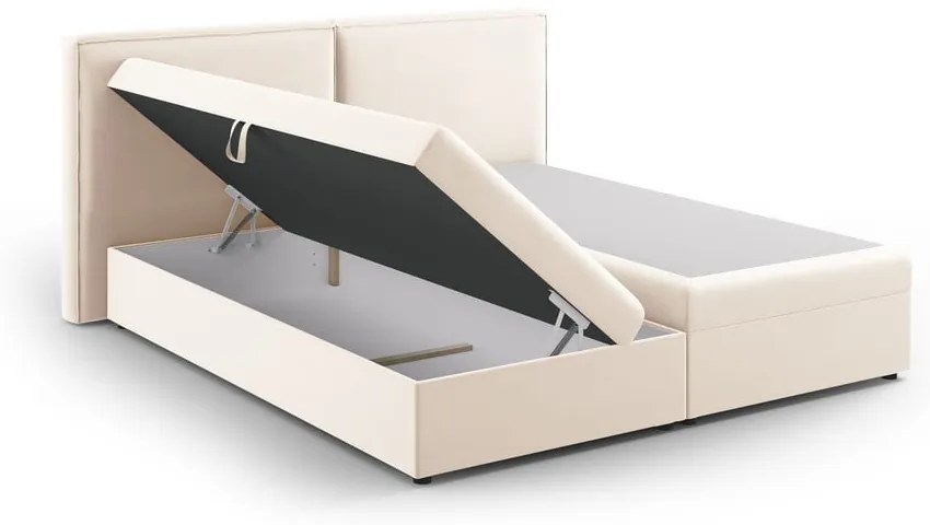 Кремаво боксспринг легло с място за съхранение 180x200 cm Arendal – Cosmopolitan Design