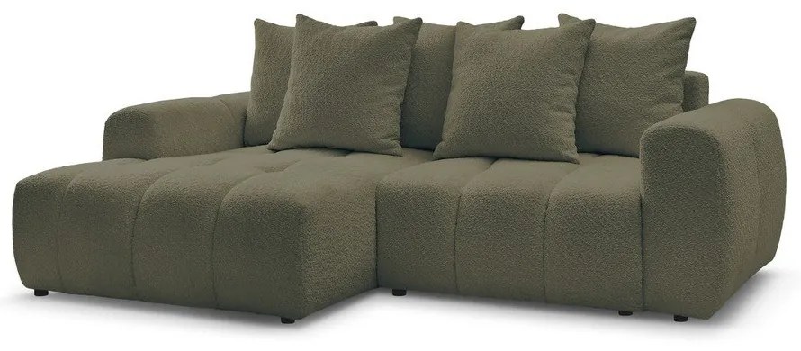 Сгъваем ъглов диван с място за съхранение от букле в цвят каки (ляв ъгъл) Roxelane – Bobochic Paris