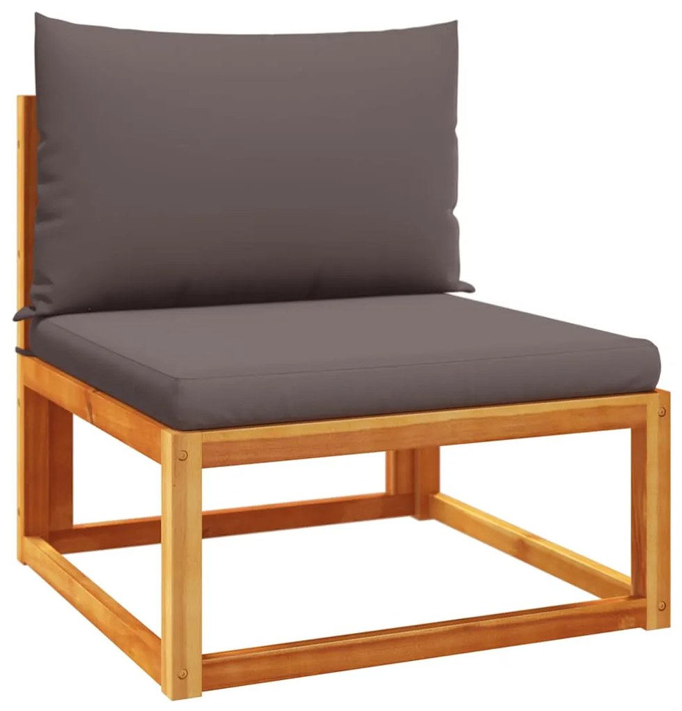 4008173 vidaXL Градински диван без подлакътници с възглавници, дърво, акация и ратан