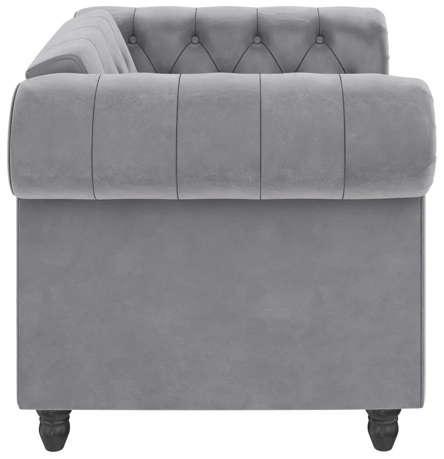 Светлосиво кадифено кресло Chesterfield Felix – Støraa