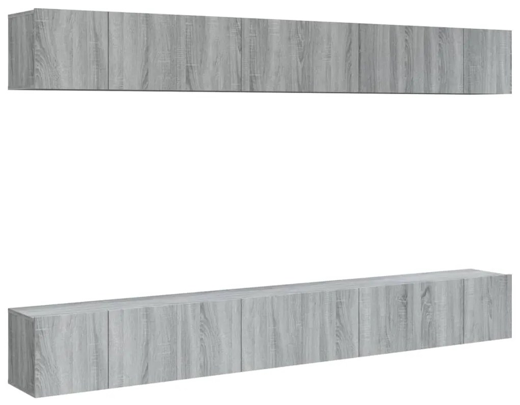 3120309 vidaXL ТВ шкафове,8 бр, сив сонома, 60x30x30 см, инженерно дърво
