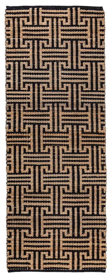 Черна/естествена ръчно изработена пътека със смес от юта 80x230 cm Meander Jute – Flair Rugs