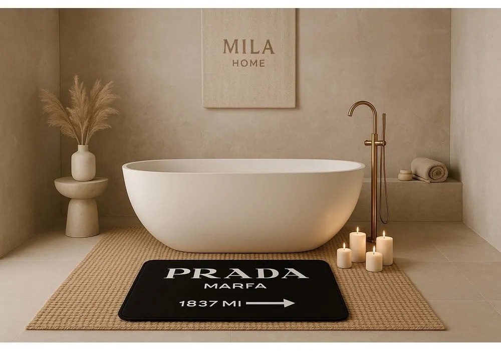 Черни кадифени килими за баня в комплект 2 бр. 60x100 cm Prada – Mila Home