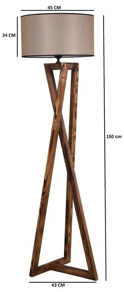 Кафява подова лампа с текстилен абажур (височина 166 cm) Maçka – Opviq lights