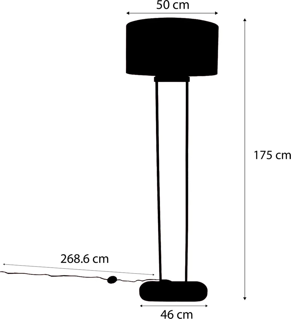 Vloerlamp zwart met zwarte ovale kap 50cm - Thijmen
