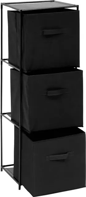 Рафт 5five Mix'n Modul, 3 отделения и 3 кутии за съхранение, 34 x 34 x 99 cm, Черен