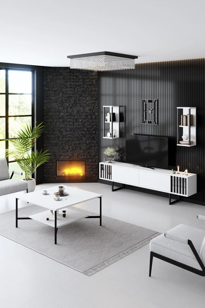Кафе маса Black, цвят Бял Черен
