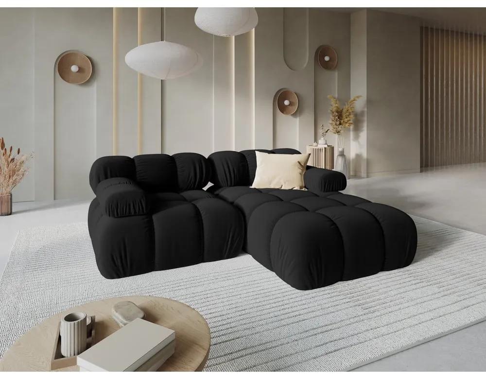 Ъглов диван от черно кадифе (десен ъгъл) Bellis - Micadoni Home