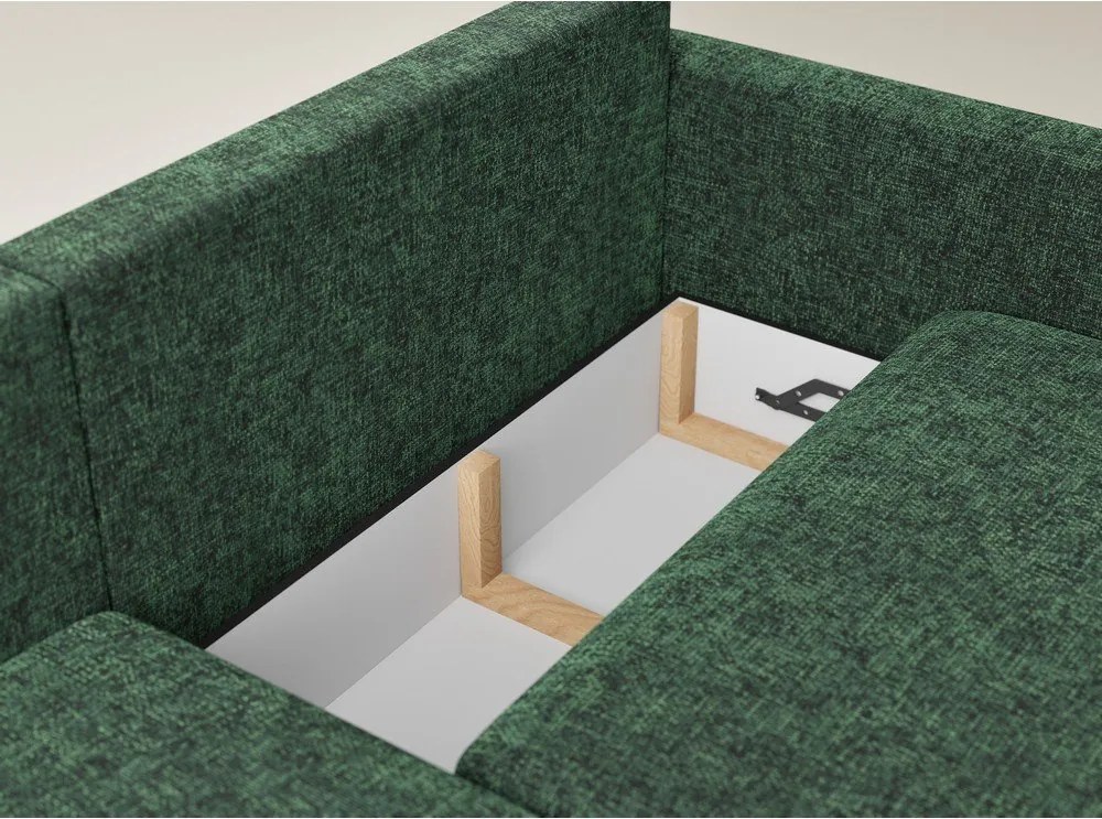 Тъмнозелен шенилов сгъваем/с място за съхранение ъглов диван (ляв ъгъл) Leon – Maison de Rêve