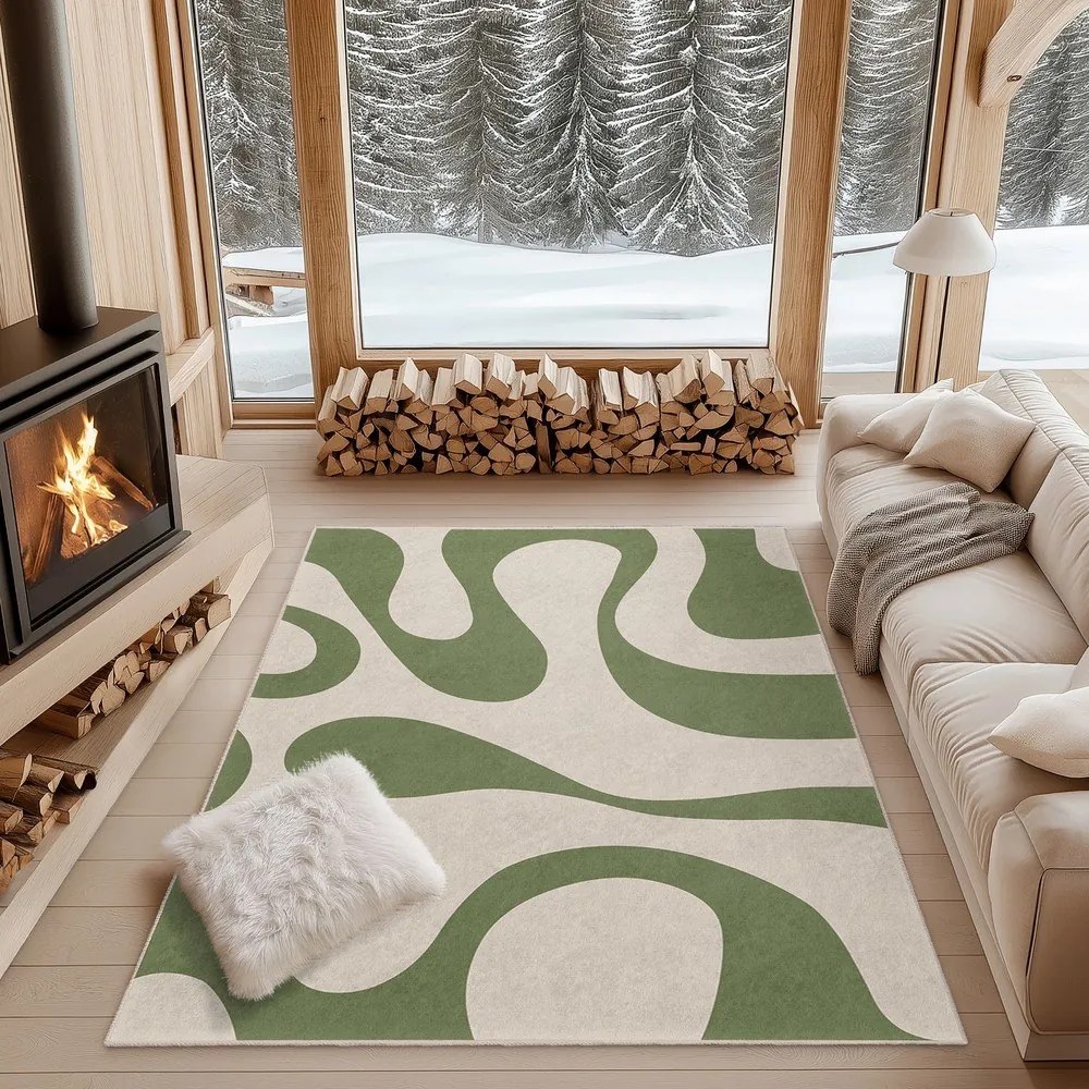 Зелен килим подходящ за пране 80x150 cm Matcha Latte – Mila Home