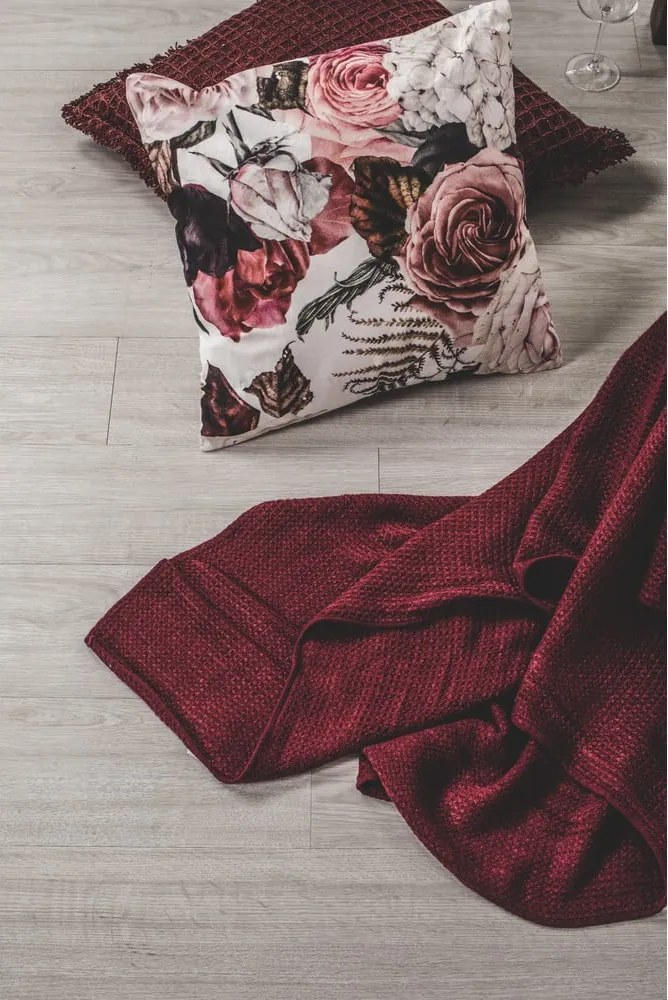 Светло бордо памучна декоративна възглавница Waffle, 45 x 45 cm - Tiseco Home Studio