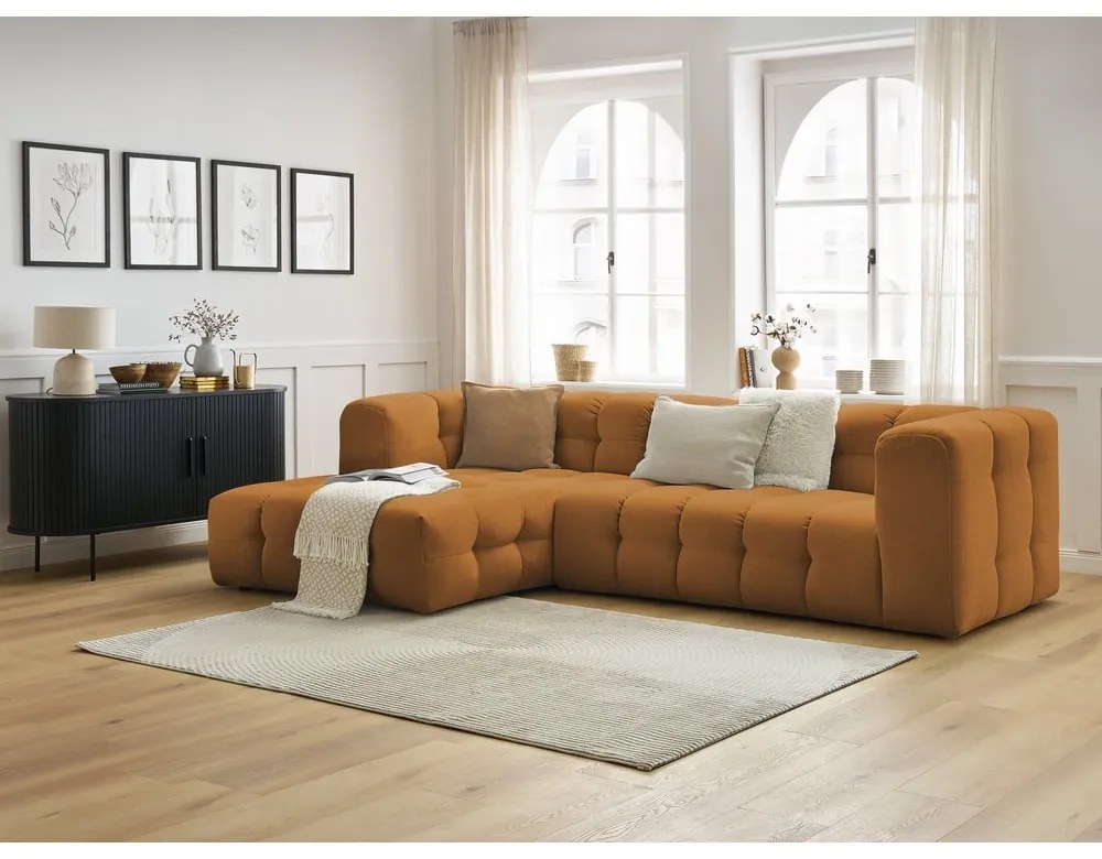 Ъглов диван в цвят жълта охра (ляв ъгъл) Cloud – Bobochic Paris