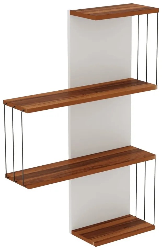 Подова етажерка с декор от бор в бял и естествен цвят 64 cm Cambel - Kalune Design