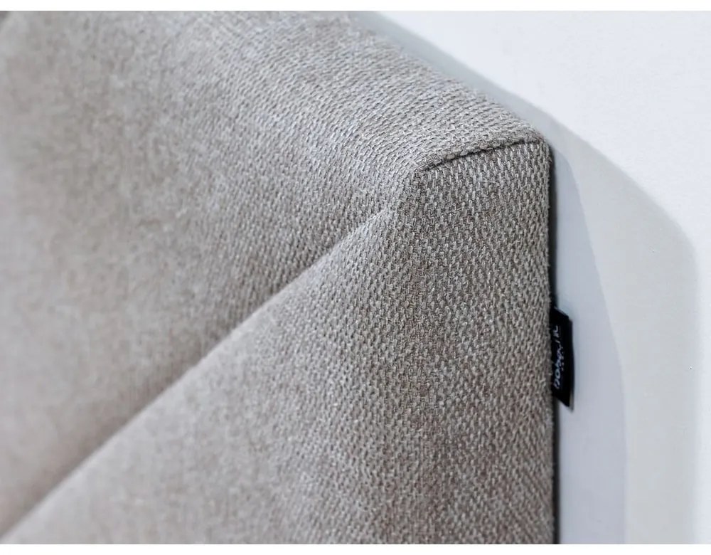 Бежово двойно тапицирано легло с включена подматрачна рамка 140x190 cm Romane – Bobochic Paris