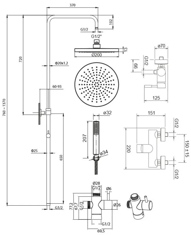 Душ колона LaTorre Tech-Inox