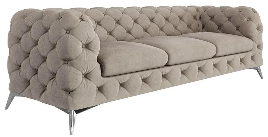 Сиво-бежов кадифен диван 243 cm Chelsea – Ropez