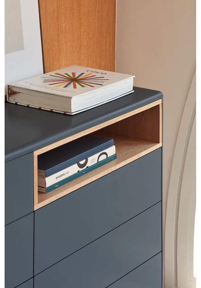 Тъмно сив нисък скрин 120x90 cm Corvo - Teulat